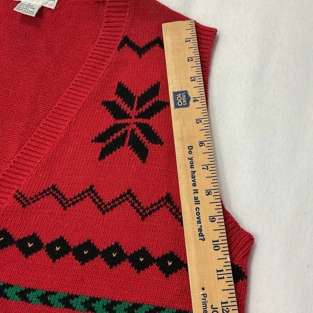 Alfred Dunner Scottie Dogs Red Knit Vest Sz. Small Vintage90s Cottagecore Preppy - Picture 12 of 13